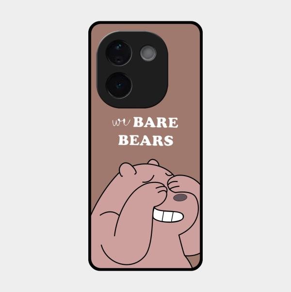We Bare Bears Brown Glossy Metal Case Cover For Iqoo Z9S Pro 5G
