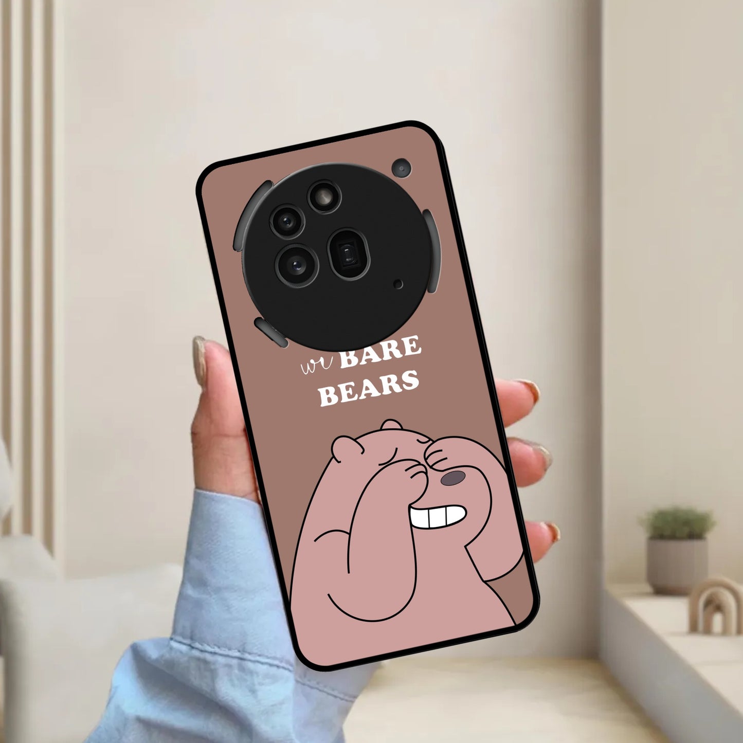 We Bare Bears Brown Glossy Metal Case Cover For Nothing