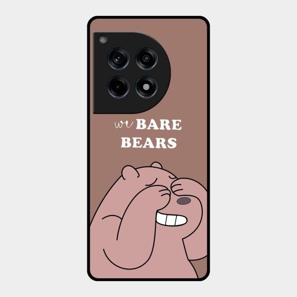 We Bare Bears Brown Glossy Metal Case Cover For Oneplus 12R 5G