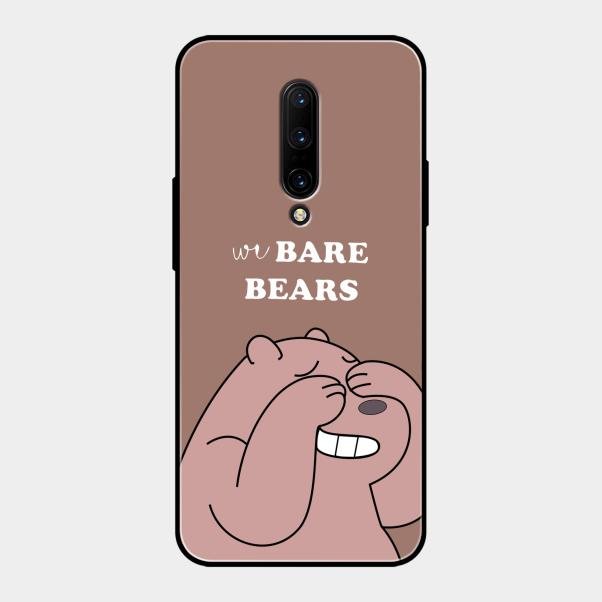 We Bare Bears Brown Glossy Metal Case Cover For Oneplus 7 Pro