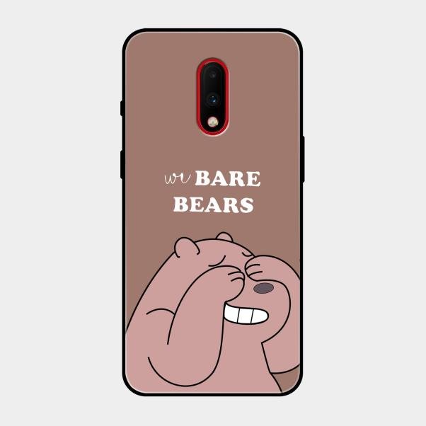 We Bare Bears Brown Glossy Metal Case Cover For Oneplus 7