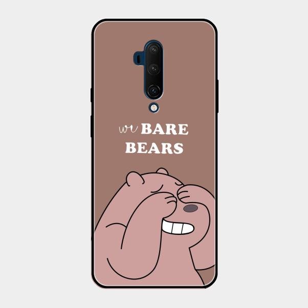 We Bare Bears Brown Glossy Metal Case Cover For Oneplus 7T Pro