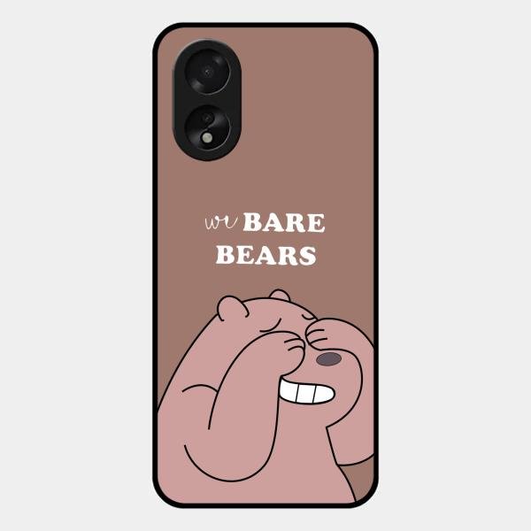 We Bare Bears Brown Glossy Metal Case Cover For Oppo A38