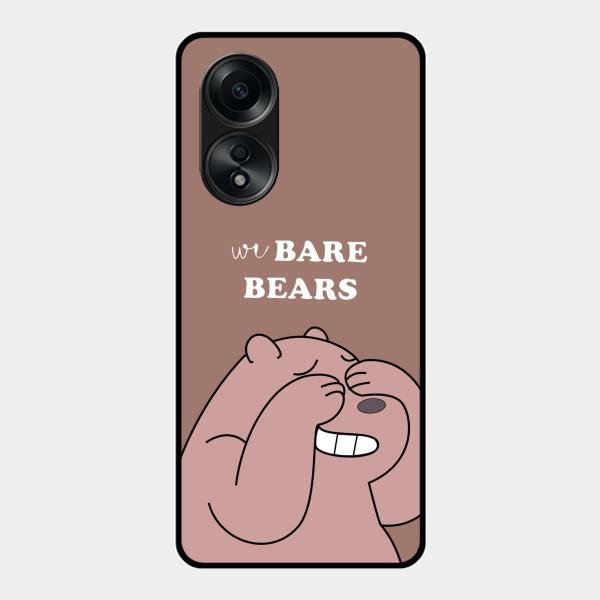 We Bare Bears Brown Glossy Metal Case Cover For Oppo A58