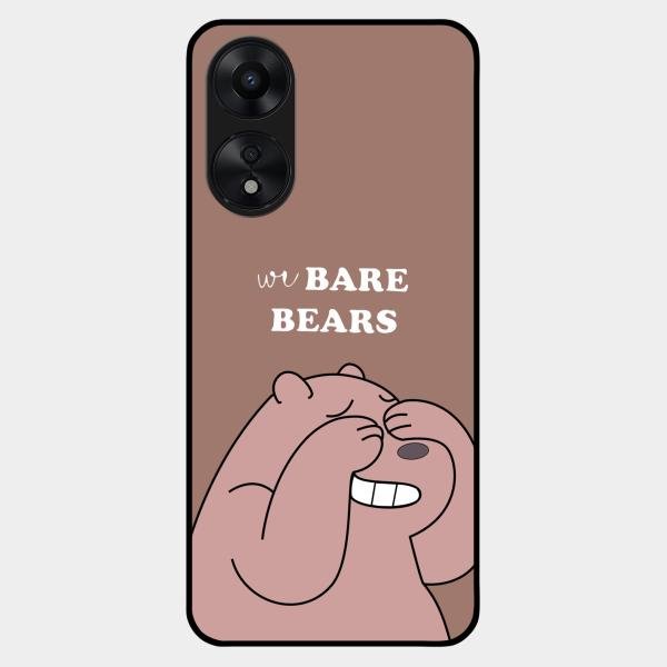 We Bare Bears Brown Glossy Metal Case Cover For Oppo A78 5G