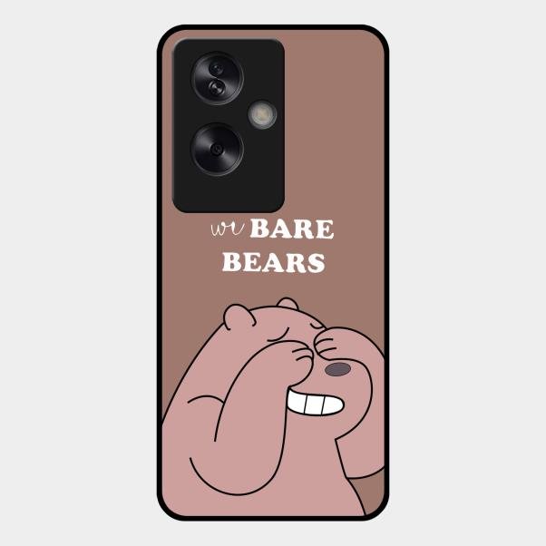 We Bare Bears Brown Glossy Metal Case Cover For Oppo A79 5G