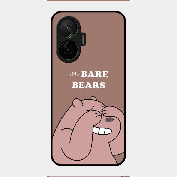 We Bare Bears Brown Glossy Metal Case Cover For Poco F7 5G