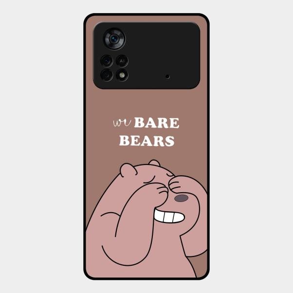 We Bare Bears Brown Glossy Metal Case Cover For Poco X4 Pro 5G
