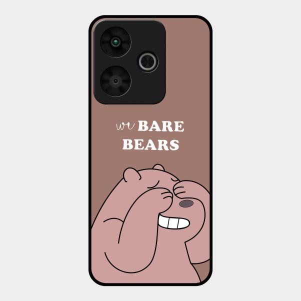 We Bare Bears Brown Glossy Metal Case Cover For Redmi 13 5G