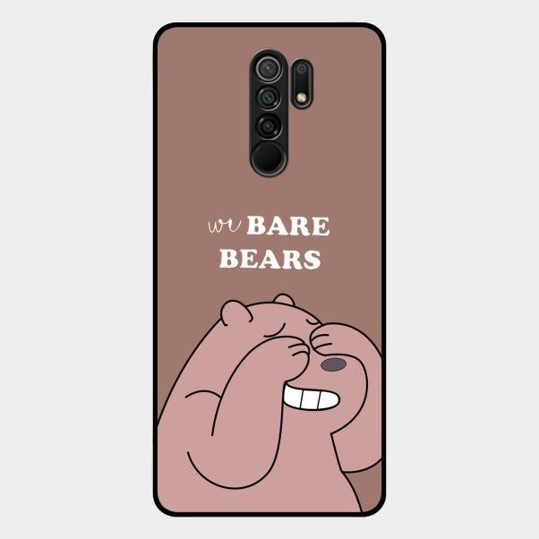 We Bare Bears Brown Glossy Metal Case Cover For Redmi 9 Prime