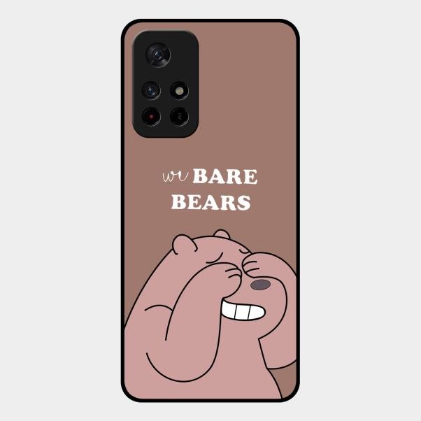 We Bare Bears Brown Glossy Metal Case Cover For Redmi Note 11T 5G