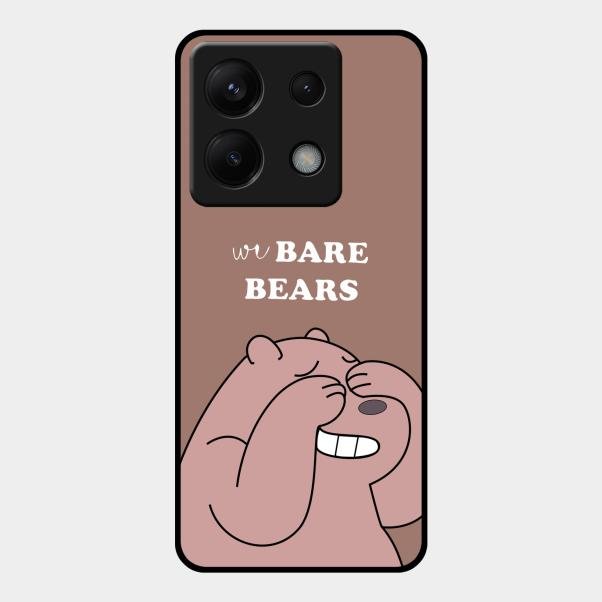 We Bare Bears Brown Glossy Metal Case Cover For Redmi Note 13 Pro 5G