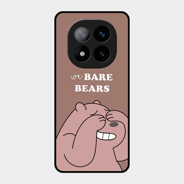 We Bare Bears Brown Glossy Metal Case Cover For Redmi Note 14 Pro Plus 5G