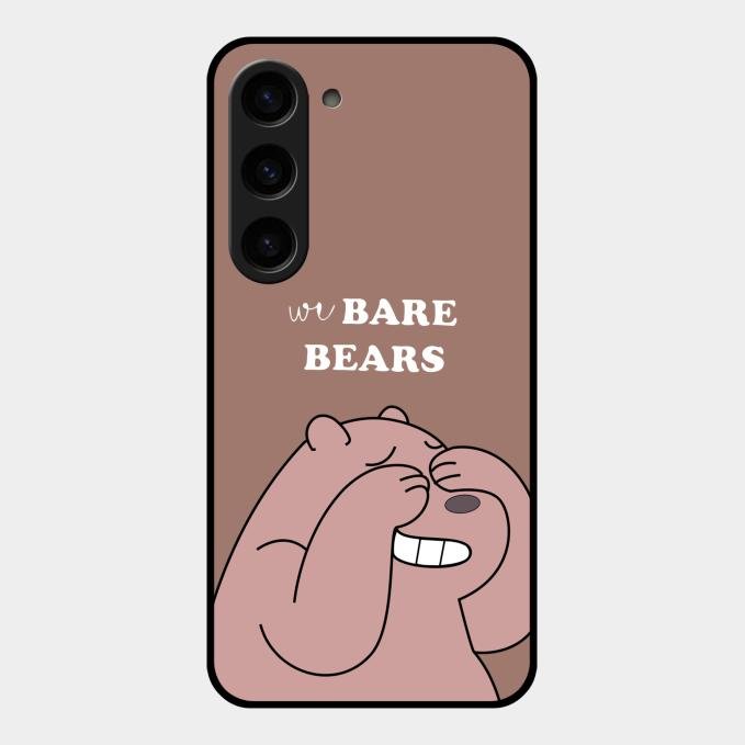 We Bare Bears Brown Glossy Metal Case Cover For Samsung Galaxy S23 5G