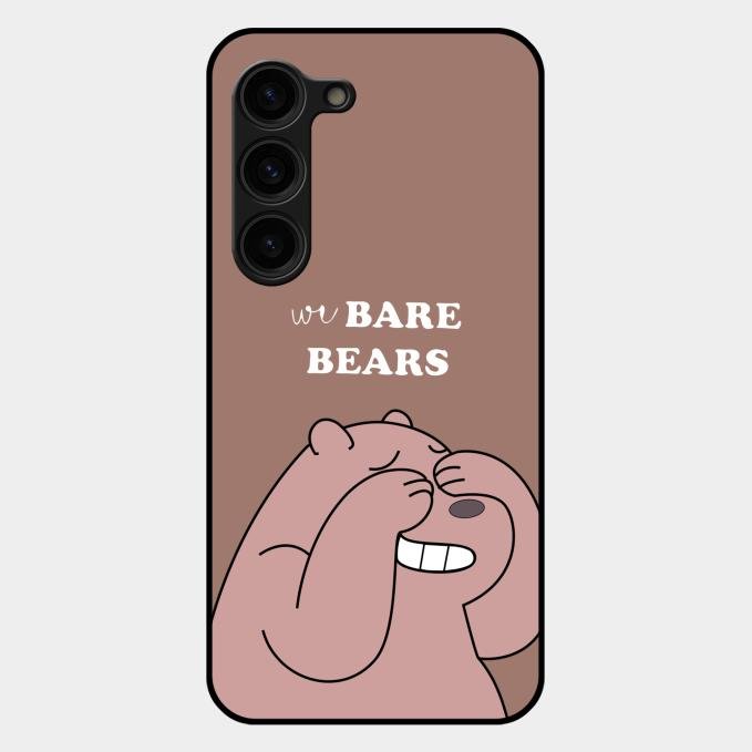 We Bare Bears Brown Glossy Metal Case Cover For Samsung Galaxy S23 Plus 5G