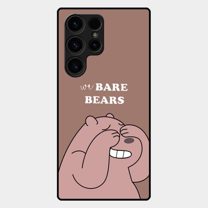 We Bare Bears Brown Glossy Metal Case Cover For Samsung Galaxy S25 Ultra 5G