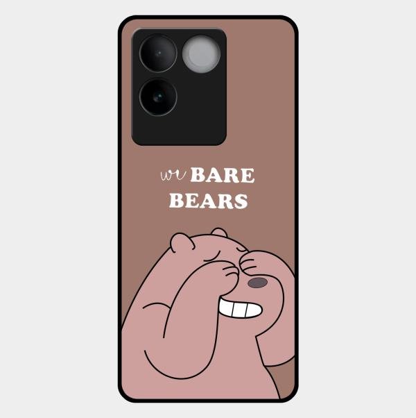 We Bare Bears Brown Glossy Metal Case Cover For Vivo T2 Pro 5G