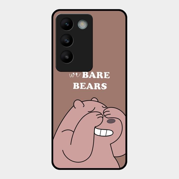 We Bare Bears Brown Glossy Metal Case Cover For Vivo T3 5G