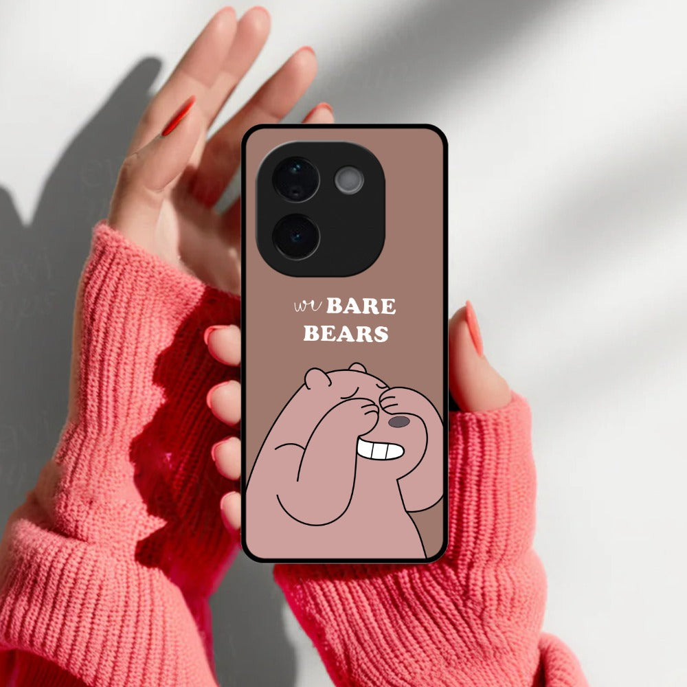 We Bare Bears Brown Glossy Metal Case Cover For Vivo