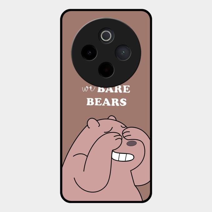We Bare Bears Brown Glossy Metal Case Cover For Vivo T4 5G