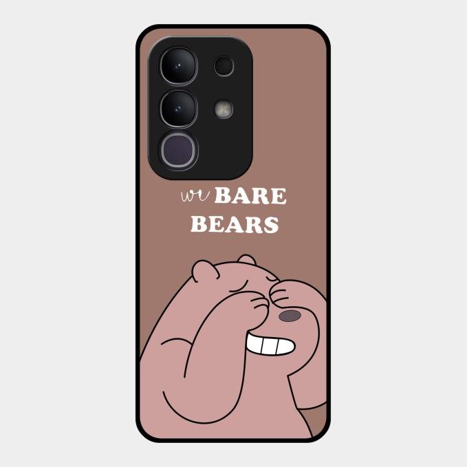 We Bare Bears Brown Glossy Metal Case Cover For Vivo T4X 5G