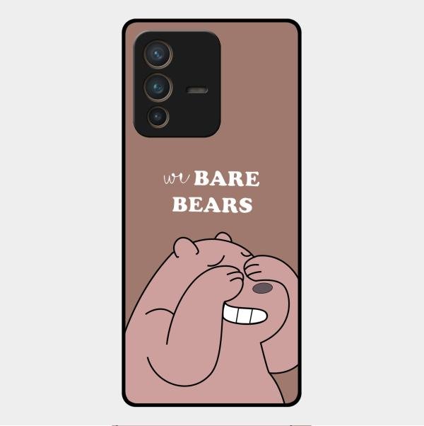 We Bare Bears Brown Glossy Metal Case Cover For Vivo V23 Pro 5G
