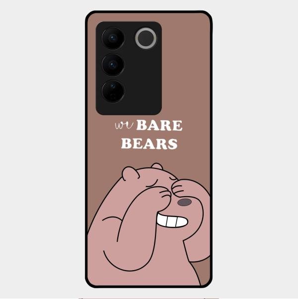 We Bare Bears Brown Glossy Metal Case Cover For Vivo V27 Pro 5G