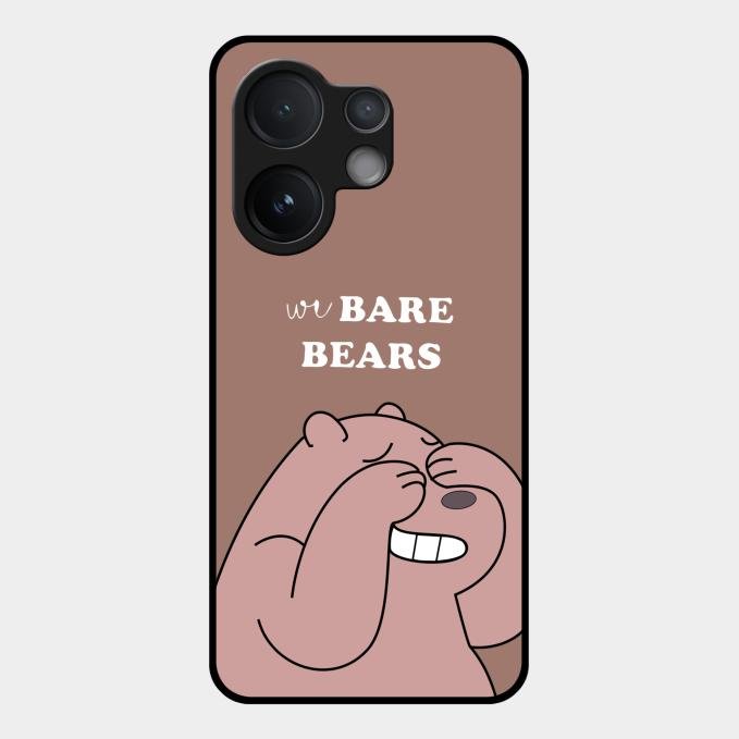 We Bare Bears Brown Glossy Metal Case Cover For Vivo V60 5G