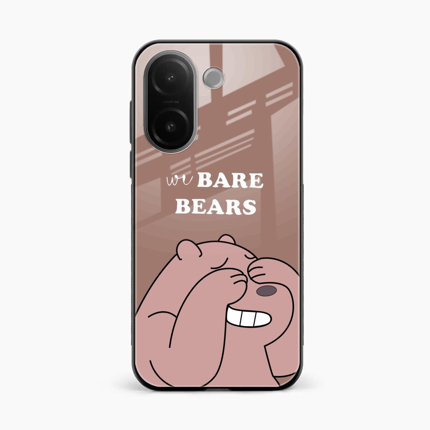 We Bare Bears Brown Glossy Metal Case Cover For Vivo V60e 5G