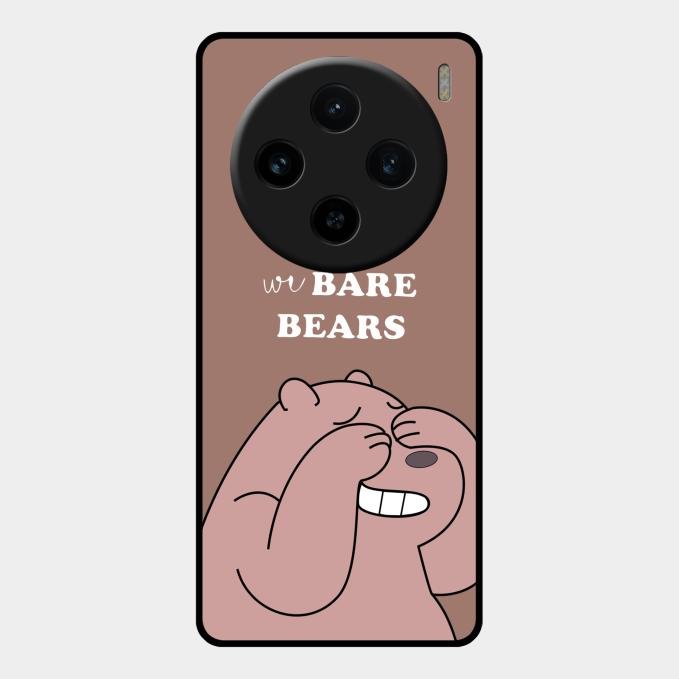 We Bare Bears Brown Glossy Metal Case Cover For Vivo X100 5G