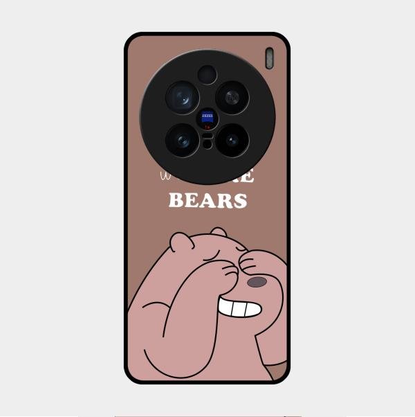 We Bare Bears Brown Glossy Metal Case Cover For Vivo X200 Pro 5G