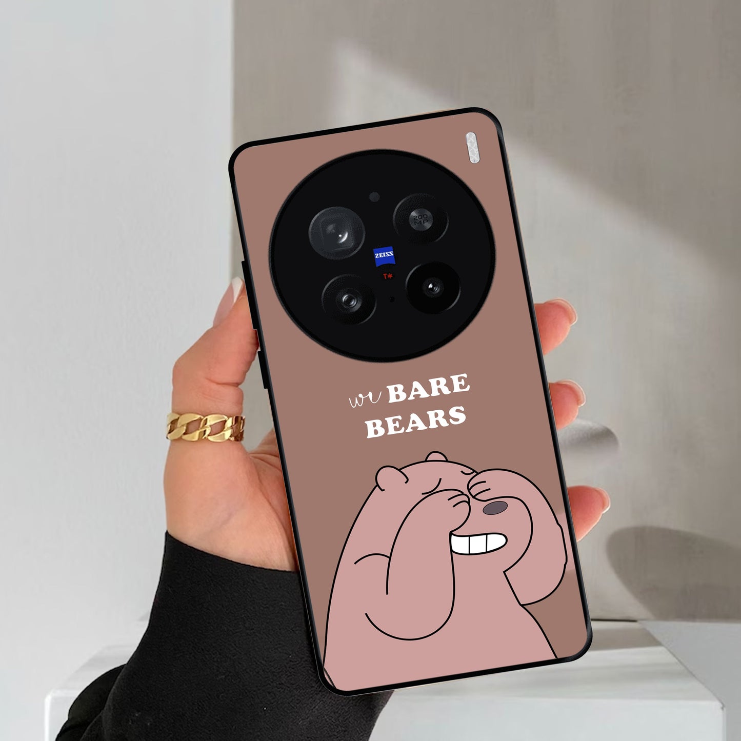 We Bare Bears Brown Glossy Metal Case Cover For Vivo