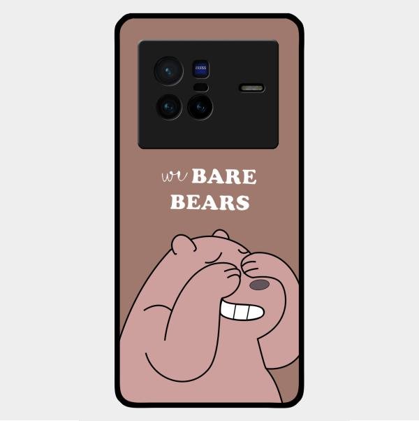We Bare Bears Brown Glossy Metal Case Cover For Vivo X80 5G