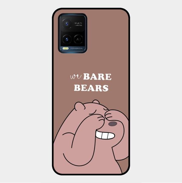 We Bare Bears Brown Glossy Metal Case Cover For Vivo Y21G