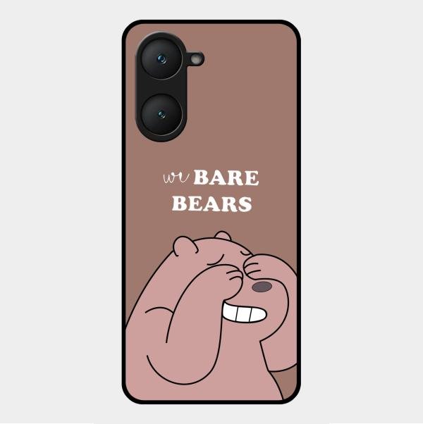We Bare Bears Brown Glossy Metal Case Cover For Vivo Y28S 5G