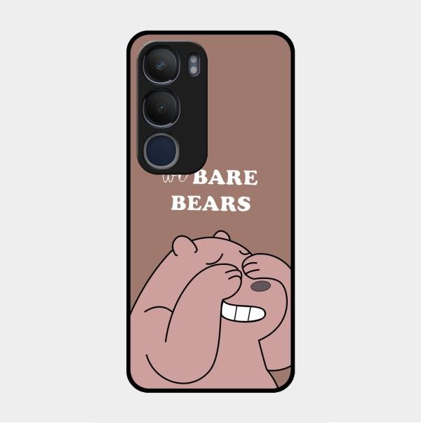 We Bare Bears Brown Glossy Metal Case Cover For Vivo Y29 5G