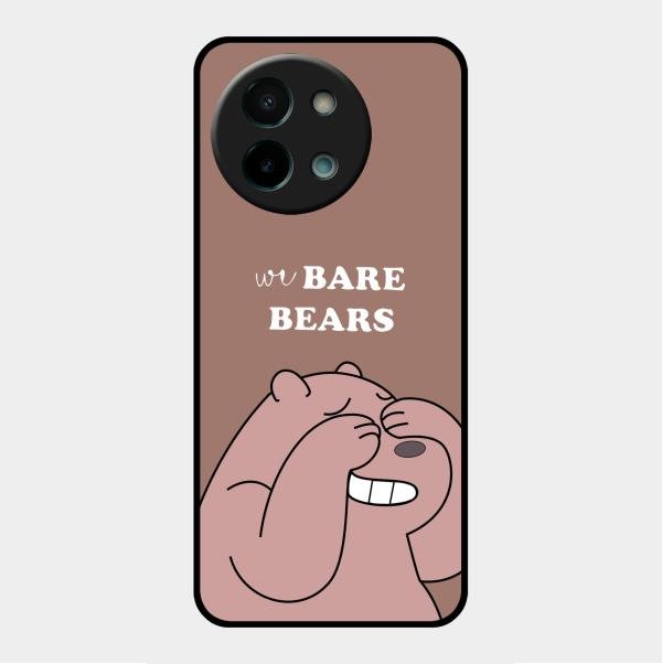 We Bare Bears Brown Glossy Metal Case Cover For Vivo Y58 5G
