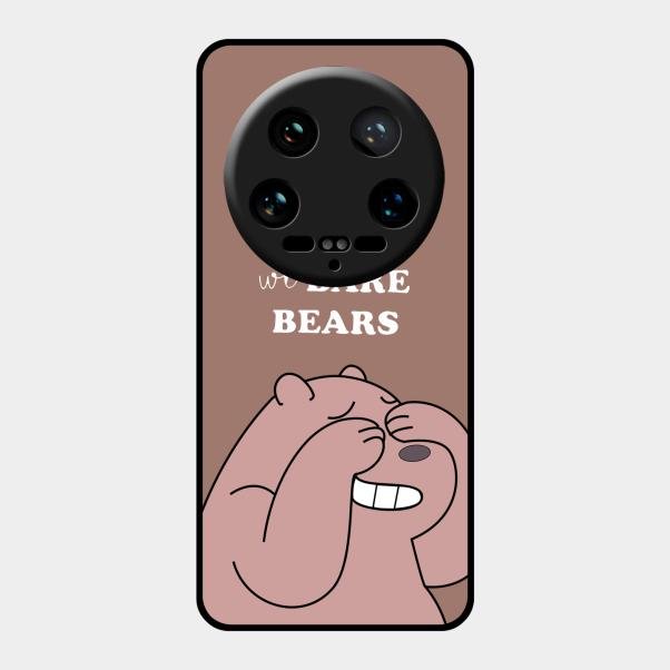 We Bare Bears Brown Glossy Metal Case Cover For Xiaomi 14 Ultra