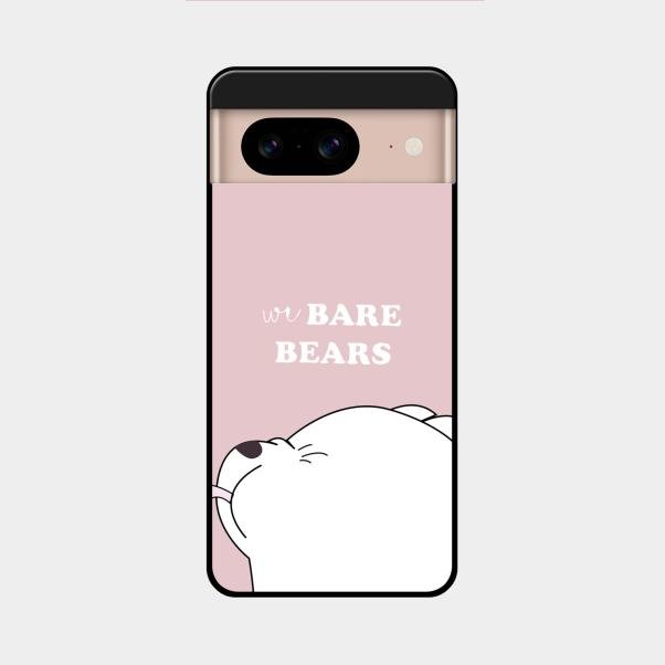 We Bare Bears Pink Glossy Metal Case Cover For Google Pixel 8 5G