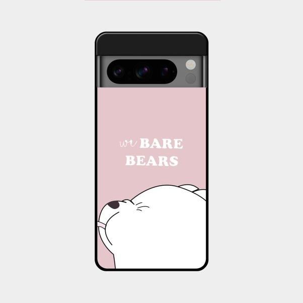 We Bare Bears Pink Glossy Metal Case Cover For Google Pixel 8 Pro 5G