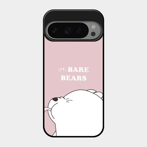 We Bare Bears Pink Glossy Metal Case Cover For Google Pixel 9 Pro 5G