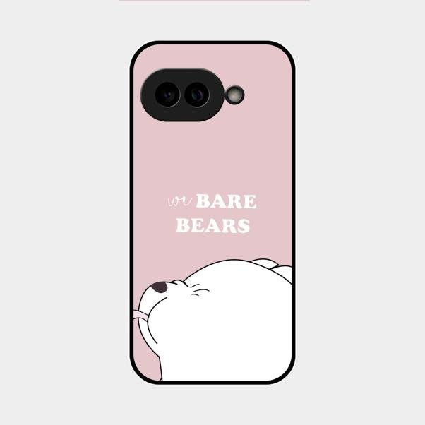 We Bare Bears Pink Glossy Metal Case Cover For Google Pixel 9A 5G
