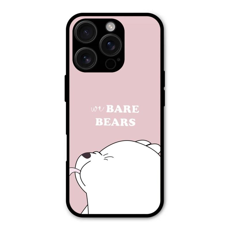 We Bare Bears Pink Glossy Metal Case Cover For iPhone 16 Pro