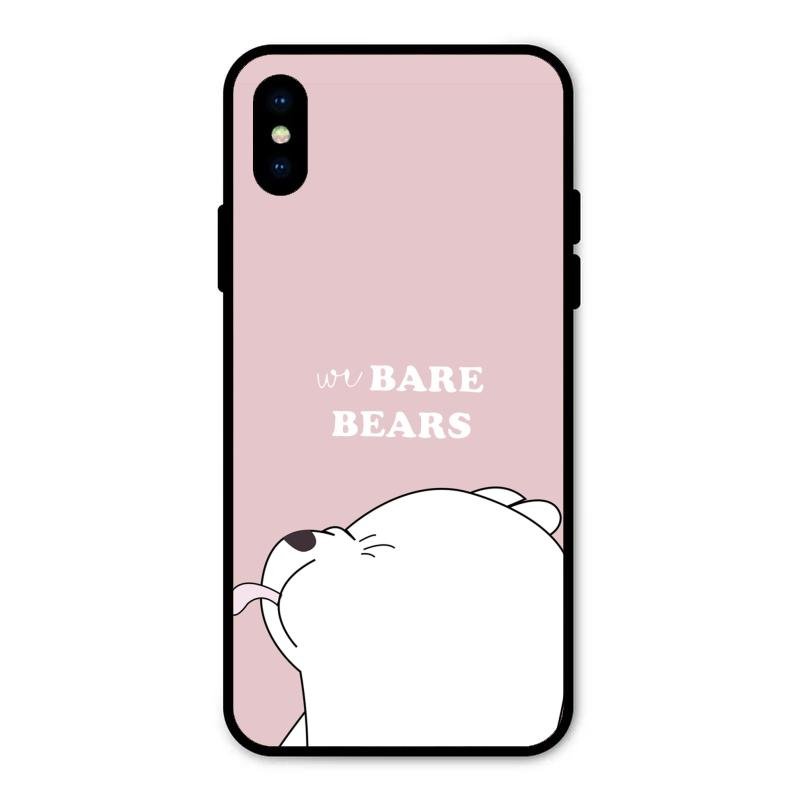 We Bare Bears Pink Glossy Metal Case Cover For iPhone XS
