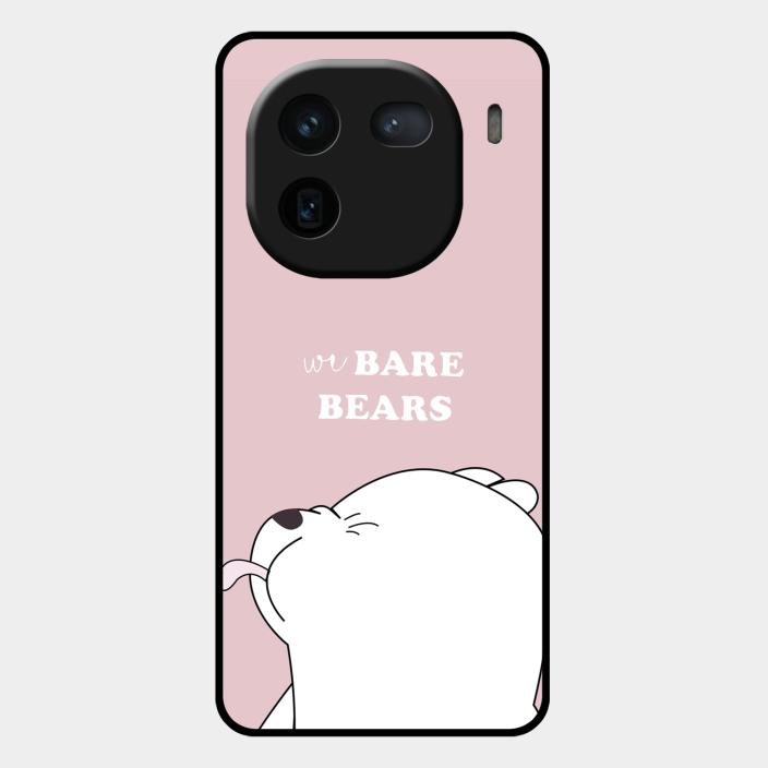 We Bare Bears Pink Glossy Metal Case Cover For Iqoo 12 5G