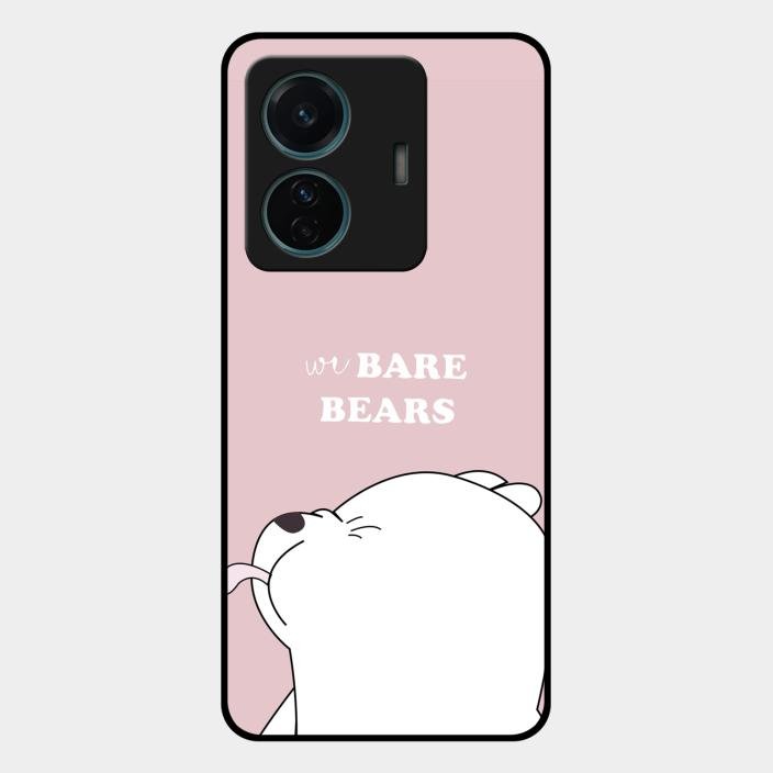 We Bare Bears Pink Glossy Metal Case Cover For Iqoo Z6 Pro 5G
