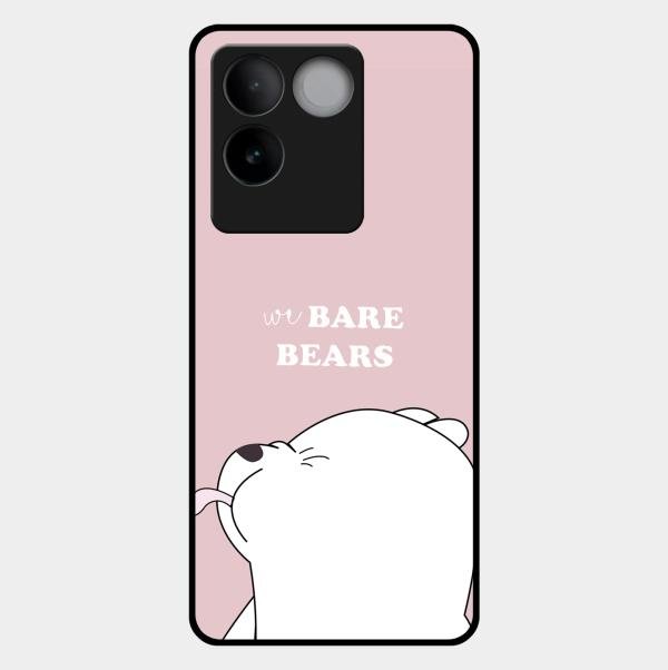 We Bare Bears Pink Glossy Metal Case Cover For Iqoo Z7 Pro 5G