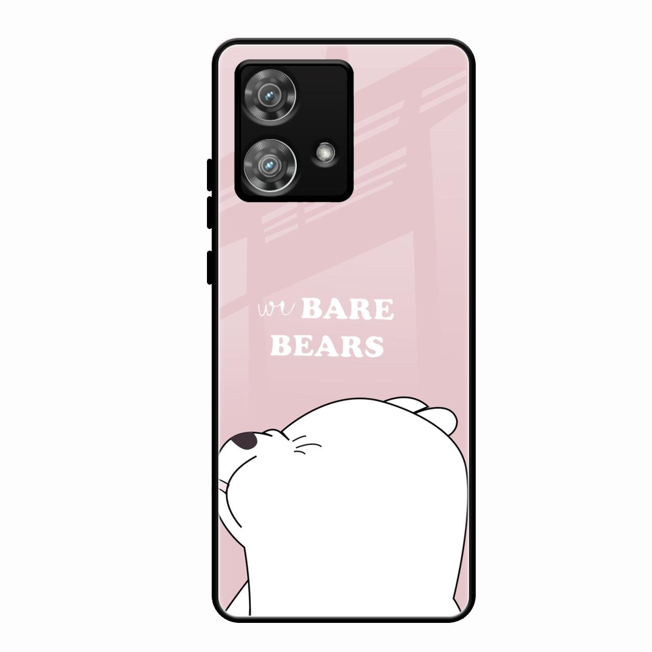 We Bare Bears Pink Glossy Metal Case Cover For Motorola Edge 40 5G