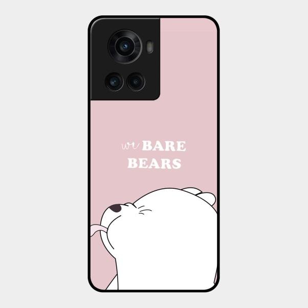 We Bare Bears Pink Glossy Metal Case Cover For Oneplus 10R 5G