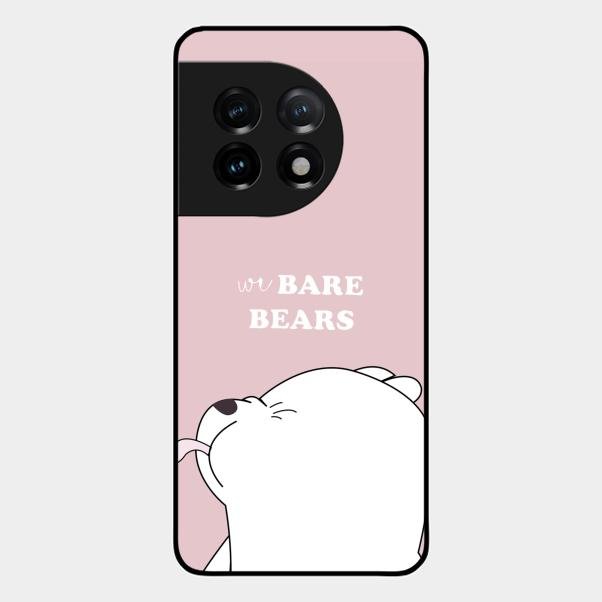 We Bare Bears Pink Glossy Metal Case Cover For Oneplus 11 5G
